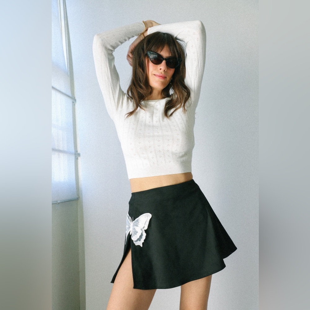 ✨ For Love & Lemons Auden Mini Skirt – Black (Size Small) ✨